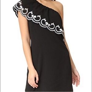 Ramy Brook Asymmetrical One Shoulder Black and White Dress